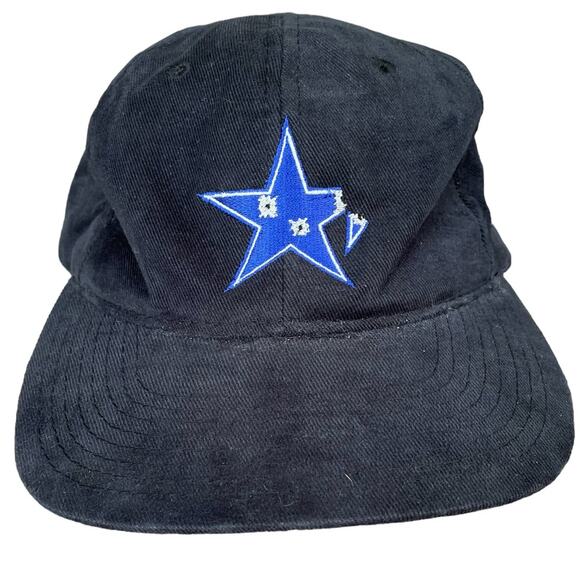 Vintage Dallas Cowboys Suck Hat Blue Star with Bullet Holes NFL Football Yupoong - Picture 1 of 9